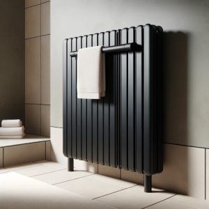 Mooie zwarte radiator voor in de badkamer