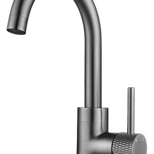 Ribbd wastafelkraan met draaibare uitloop gunmetal