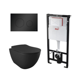 Toiletset zwart combi