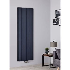 160x40 Verticale radiator T20 - C6 Gegroefde Mat Zwart