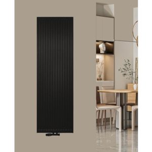 160x40 Verticale radiator T20 - C6 Geribbeld Mat Zwart