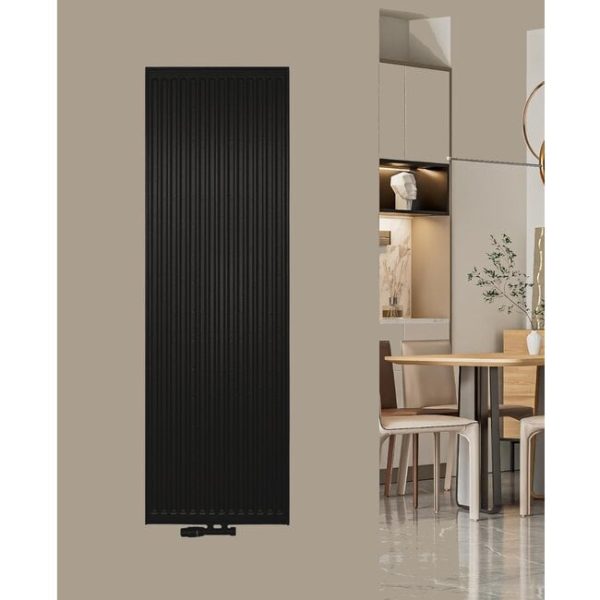 160x50 Verticale radiator T20 - C6 Geribbeld Mat Zwart