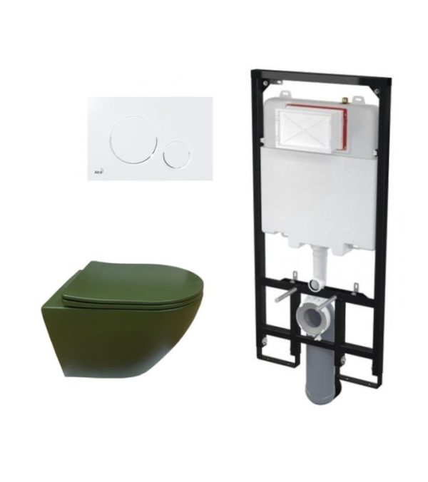 mat groen toilet set