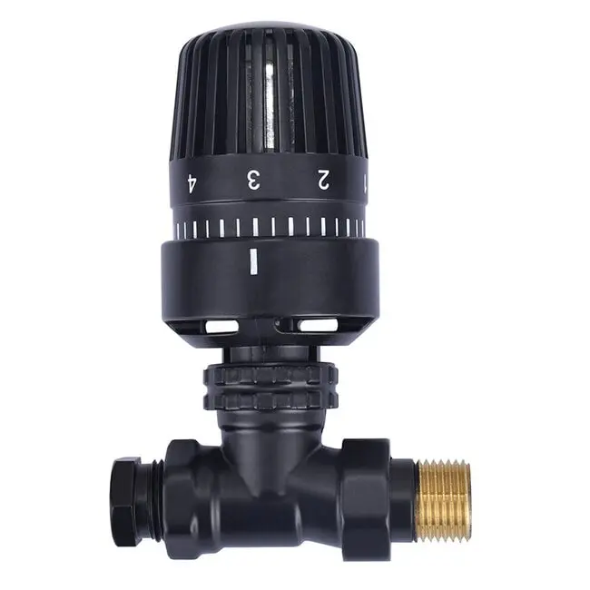 thermostatische radiatorventiel 1/2''x15mm recht mat-zwart