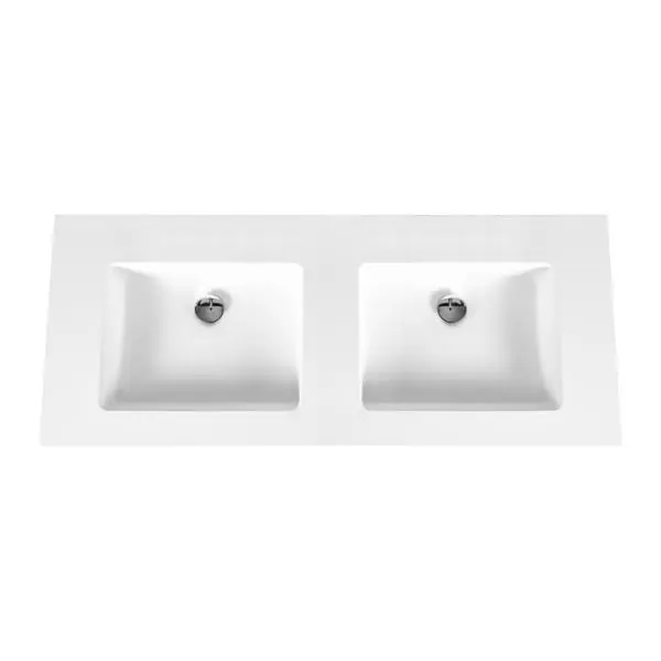 ALONI SOLID SURFACE DUBBELE WASTAFEL ZONDER KRAANGAT (120CM) - WIT