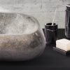 VOLLEDIG GEPOLIJSTE WASKOM VAN NATUURLIJKE RIVIERSTEEN - ZWART 30-35X15X1