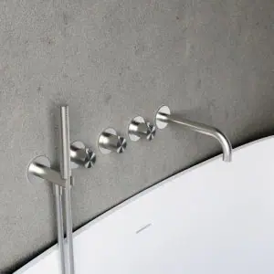 Hotbath Afbouwdeel - Inbouw bad/douche thermostaat 2 stopkranen met uitloop IX AR7072EXTIX