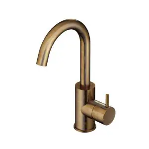 Wastafelmengkraan met draaibare uitloop zonder waste AB - Living Colours vormen een Poetsbaar patina CB004AB