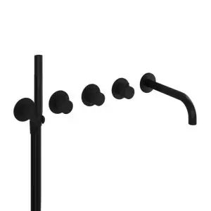 Hotbath Afbouwdeel - Inbouw bad thermostaat met 2 stopkranen met uitloop BL CB7072EXTBL