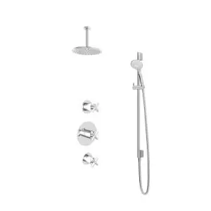 IBS 2 stopkranen 3s. handdouche 15cm plafondbuis glijstang IBS3CR127