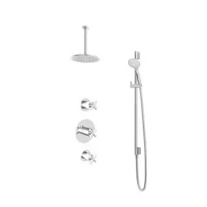 IBS 2 stopkranen 3s. handdouche 30cm plafondbuis glijstang IBS3CR137