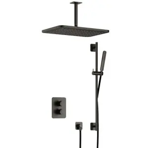 Complete thermostatische douche InBouwSet Gal met 2-weg stop-omstel met plafondbuis, GL106 en Glijstang BGP PVD IBS40ABGP257