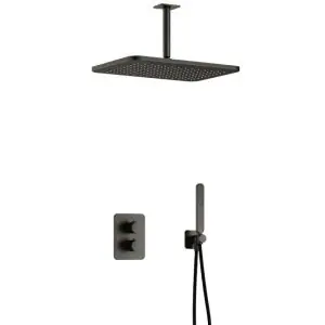 Complete thermostatische douche InBouwSet Gal met 2-weg stop-omstel met Plafondbuis en GL106 BGP PVD IBS40ABGP25