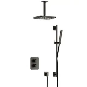 Complete thermostatische douche InBouwSet Gal met 2-weg stop-omstel met Plafondbuis en Glijstang BGP PVD IBS40ABGP27