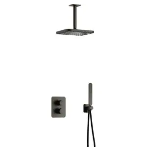 Complete thermostatische douche InBouwSet Gal met 2-weg stop-omstel met Plafondbuis BGP PVD IBS40ABGP2
