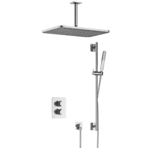Complete thermostatische douche InBouwSet Gal met 2-weg stop-omstel met plafondbuis, GL106 en Glijstang CR IBS40ACR257