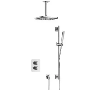 Complete thermostatische douche InBouwSet Gal met 2-weg stop-omstel met Plafondbuis en Glijstang CR IBS40ACR27