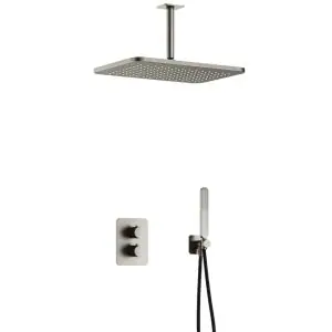 Complete thermostatische douche InBouwSet Gal met 2-weg stop-omstel met Plafondbuis en GL106 GNP PVD IBS40AGNP25