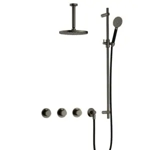 IBS CB7067 AI met 2 stopkranen met Ronde handdouche, Plafondbuis 15 cm en Glijstang IBS70AI127