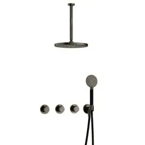 IBS CB7067 AI met 2 stopkranen met Ronde handdouche, Plafondbuis 30 cm en M106 IBS70AI135