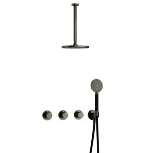 IBS CB7067 AI met 2 stopkranen met Ronde handdouche en Plafondbuis 30 cm IBS70AI13
