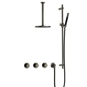 IBS CB7067 AI met 2 stopkranen, Plafondbuis 30 cm en Glijstang IBS70AI37