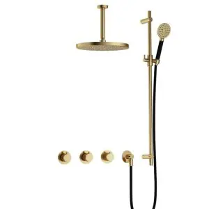 IBS CB7067 NB met 2 stopkranen met Ronde handdouche, Plafondbuis 15 cm, M106 en Glijstang IBS70NB1257