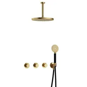 IBS CB7067 NB met 2 stopkranen met Ronde handdouche, Plafondbuis 15 cm en M106 IBS70NB125