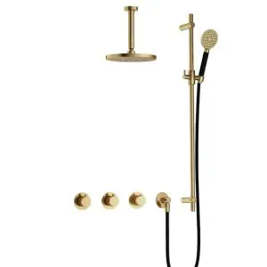 IBS CB7067 NB met 2 stopkranen met Ronde handdouche, Plafondbuis 15 cm en Glijstang IBS70NB127