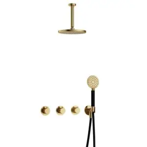 IBS CB7067 NB met 2 stopkranen met Ronde handdouche en Plafondbuis 15 cm IBS70NB12