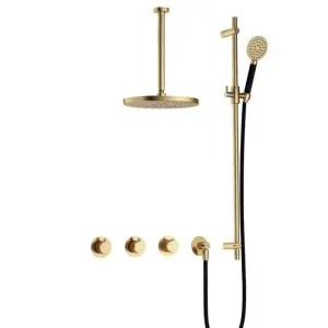 IBS CB7067 NB met 2 stopkranen met Ronde handdouche, Plafondbuis 30 cm, M106 en Glijstang IBS70NB1357