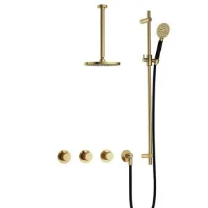 IBS CB7067 NB met 2 stopkranen met Ronde handdouche, Plafondbuis 30 cm en Glijstang IBS70NB137