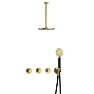 IBS CB7067 NB met 2 stopkranen met Ronde handdouche en Plafondbuis 30 cm IBS70NB13