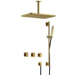 Complete thermostatische douche InBouwSet Gal met 2 stopkranen met plafondbuis, GL106 en Glijstang BBP PVD IBSGL70BBP257