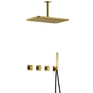 Complete thermostatische douche InBouwSet Gal met 2 stopkranen met Plafondbuis en GL106 BBP PVD IBSGL70BBP25