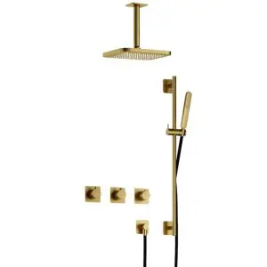 Complete thermostatische douche InBouwSet Gal met 2 stopkranen met Plafondbuis en Glijstang BBP PVD IBSGL70BBP27