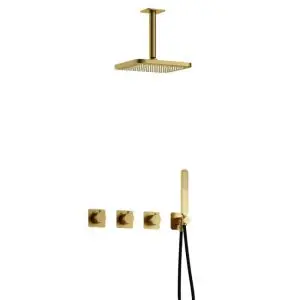 Complete thermostatische douche InBouwSet Gal met 2 stopkranen met Plafondbuis BBP PVD IBSGL70BBP2