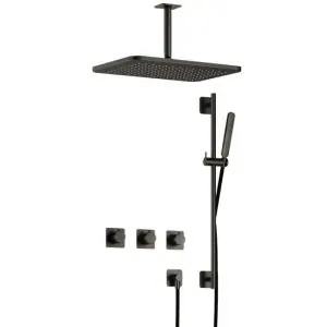 Complete thermostatische douche InBouwSet Gal met 2 stopkranen met plafondbuis, GL106 en Glijstang BGP PVD IBSGL70BGP257