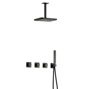 Complete thermostatische douche InBouwSet Gal met 2 stopkranen met Plafondbuis BGP PVD IBSGL70BGP2