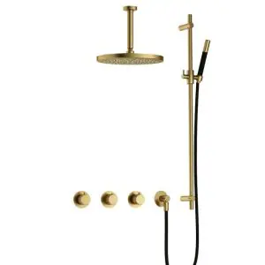 IBS CX7067 BBP PVD met 2 stopkranen met Plafondbuis 15 cm, M106 en Glijstang IBSX70BBP257