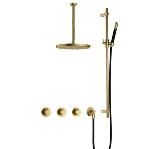 IBS CX7067 BBP PVD met 2 stopkranen met Plafondbuis 30 cm, M106 en Glijstang IBSX70BBP357