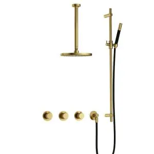 IBS CX7067 BBP PVD met 2 stopkranen met Plafondbuis 30 cm en Glijstang IBSX70BBP37