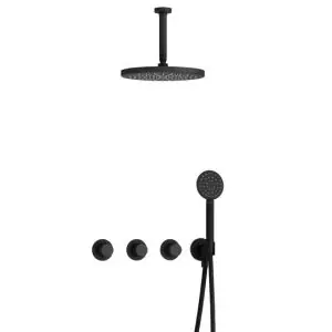 IBS CX7067 BL met 2 stopkranen met Ronde handdouche, Plafondbuis 15 cm en M106 IBSX70BL125