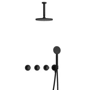 IBS CX7067 BL met 2 stopkranen met Ronde handdouche en Plafondbuis 15 cm IBSX70BL12