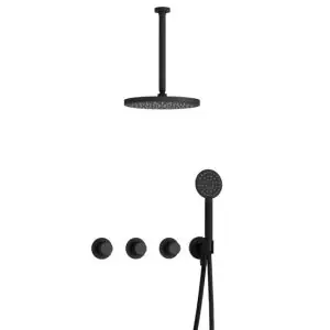 IBS CX7067 BL met 2 stopkranen met Ronde handdouche, Plafondbuis 30 cm en M106 IBSX70BL135