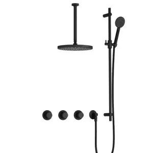 IBS CX7067 BL met 2 stopkranen met Ronde handdouche, Plafondbuis 30 cm en Glijstang IBSX70BL137