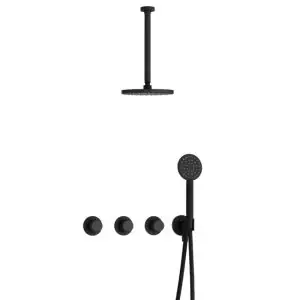 IBS CX7067 BL met 2 stopkranen met Ronde handdouche en Plafondbuis 30 cm IBSX70BL13