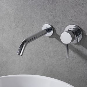 Ribbd eenhendel wastafelkraan inbouw compleet chroom