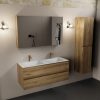 wastafel Talc solid surface dubbel 2 kraangaten met spiegelkast