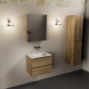 wastafel Talc solid surface midden zonder kraangat met spiegelkast
